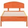 Bed frame with wax brown pine wood headboard 90x200 cm by vidaXL, Beds and slatted bases - Ref: Foro24-3207224, Price: 146,58...