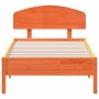 Estructura cama con cabecero madera pino marrón cera 90x200 cm de vidaXL, Camas y somieres - Ref: Foro24-3207224, Precio: 148...