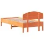 Bed frame with wax brown pine wood headboard 90x200 cm by vidaXL, Beds and slatted bases - Ref: Foro24-3207224, Price: 146,58...