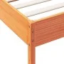 Bed frame with wax brown pine wood headboard 90x200 cm by vidaXL, Beds and slatted bases - Ref: Foro24-3207224, Price: 146,58...