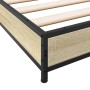 Estructura cama madera ingeniería metal roble Sonoma 200x200 cm