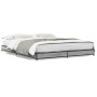 Estructura cama madera ingeniería metal gris Sonoma 140x190 cm de vidaXL, Camas y somieres - Ref: Foro24-845159, Precio: 92,73 €