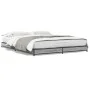 Estructura cama madera ingeniería metal gris Sonoma 140x190 cm de vidaXL, Camas y somieres - Ref: Foro24-845159, Precio: 91,6...