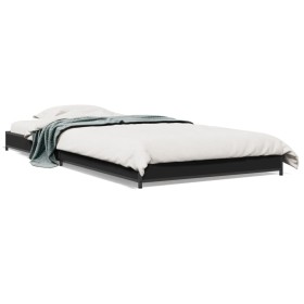 Black engineered wood and metal bed frame 75x190 cm by vidaXL, Beds and slatted bases - Ref: Foro24-845186, Price: 55,95 €, D...