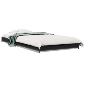Estructura de cama madera de ingeniería y metal negra 75x190 cm de vidaXL, Camas y somieres - Ref: Foro24-845186, Precio: 55,...