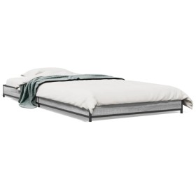 Sonoma gray metal engineered wood bed frame 90x190 cm by vidaXL, Beds and slatted bases - Ref: Foro24-845184, Price: 69,64 €,...