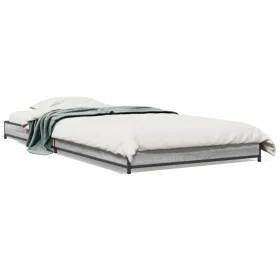 Sonoma gray metal engineered wood bed frame 90x190 cm by vidaXL, Beds and slatted bases - Ref: Foro24-845184, Price: 68,76 €,...