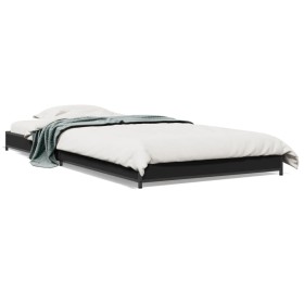 Engineered wood and black metal bed frame 100x200 cm by vidaXL, Beds and slatted bases - Ref: Foro24-845171, Price: 59,28 €, ...