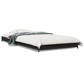 Engineered wood and black metal bed frame 100x200 cm by vidaXL, Beds and slatted bases - Ref: Foro24-845171, Price: 58,37 €, ...