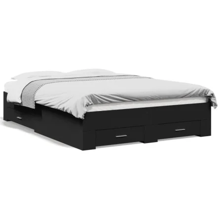 Schwarzes Holzwerkstoffbett mit Schubladen 135x190 cm von vidaXL, Betten und Lattenroste - Ref: Foro24-3280406, Preis: 172,68...