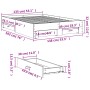 Schwarzes Holzwerkstoffbett mit Schubladen 135x190 cm von vidaXL, Betten und Lattenroste - Ref: Foro24-3280406, Preis: 170,46...