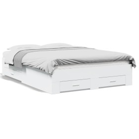 White engineered wood bed with drawers 120x190 cm by vidaXL, Beds and slatted bases - Ref: Foro24-3280412, Price: 180,02 €, D...