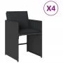 Garden chairs with cushions 4 units black synthetic rattan by vidaXL, Garden chairs - Ref: Foro24-4007456, Price: 178,83 €, D...