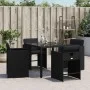 Garden chairs with cushions 4 units black synthetic rattan by vidaXL, Garden chairs - Ref: Foro24-4007456, Price: 178,83 €, D...