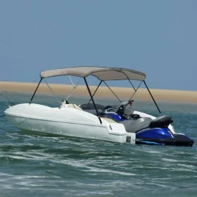 Bimini-Top mit 3 Bögen grau 182x184x136 cm von vidaXL, Aufbewahrungsabdeckungen für Boote - Ref: Foro24-94800, Preis: 146,22 ...