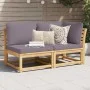 2-teiliges Gartenmöbel-Set mit Kissen aus Akazienholz von vidaXL, Modulare Sofas für den Außenbereich - Ref: Foro24-366498, P...