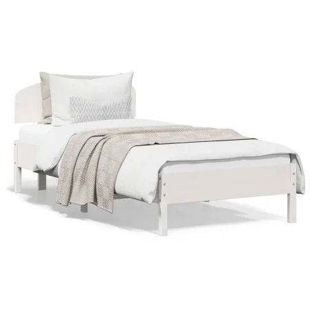 White pine wood bed frame with headboard 100x200cm by vidaXL, Beds and slatted bases - Ref: Foro24-3207218, Price: 151,25 €, ...