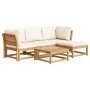 5-piece garden furniture set with solid acacia wood cushions by vidaXL, Modular outdoor sofas - Ref: Foro24-3214286, Price: 5...