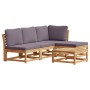 5-piece garden furniture set with solid acacia wood cushions by vidaXL, Modular outdoor sofas - Ref: Foro24-3214308, Price: 5...
