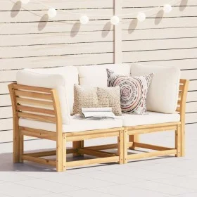 2 seater garden sofa with solid acacia wood cushions by vidaXL, Modular outdoor sofas - Ref: Foro24-3214290, Price: 294,83 €,...