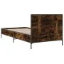 Engineered wood bed frame metal smoked oak 90x200 cm by vidaXL, Beds and slatted bases - Ref: Foro24-845519, Price: 79,12 €, ...