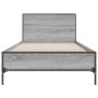 Estructura cama madera ingeniería metal gris Sonoma 90x190 cm de vidaXL, Camas y somieres - Ref: Foro24-845565, Precio: 81,15...