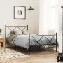 Bed frame with headboard and black metal footboard 107x203cm by vidaXL, Beds and slatted bases - Ref: Foro24-376516, Price: 9...