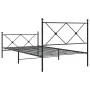 Bed frame with headboard and black metal footboard 107x203cm by vidaXL, Beds and slatted bases - Ref: Foro24-376516, Price: 9...