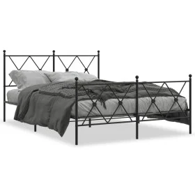 Black metal headboard and footboard bed frame 140x200 cm by vidaXL, Beds and slatted bases - Ref: Foro24-376521, Price: 134,8...