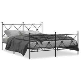 Black metal headboard and footboard bed frame 160x200 cm by vidaXL, Beds and slatted bases - Ref: Foro24-376523, Price: 133,6...