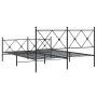 Black metal headboard and footboard bed frame 160x200 cm by vidaXL, Beds and slatted bases - Ref: Foro24-376523, Price: 133,6...