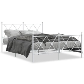 Estructura cama con cabecero y estribo metal blanco 137x190 cm