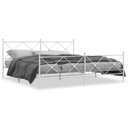 Metallbettgestell mit Kopf- und Fußteil weiß 193x203 cm von vidaXL, Betten und Lattenroste - Ref: Foro24-376575, Preis: 142,9...