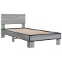 Estructura cama madera ingeniería metal gris Sonoma 90x190 cm de vidaXL, Camas y somieres - Ref: Foro24-845820, Precio: 92,83...