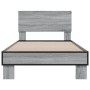 Estructura cama madera ingeniería metal gris Sonoma 90x190 cm de vidaXL, Camas y somieres - Ref: Foro24-845820, Precio: 92,83...