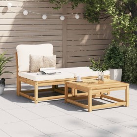 Set de muebles para jardín 3 piezas con cojines madera acacia