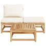 Set de muebles para jardín 3 piezas con cojines madera acacia