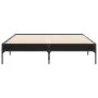Engineered wood and black metal bed frame 135x190cm by vidaXL, Beds and slatted bases - Ref: Foro24-845041, Price: 87,53 €, D...