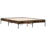 Engineered wood bed frame metal smoked oak 120x190cm by vidaXL, Beds and slatted bases - Ref: Foro24-845048, Price: 79,65 €, ...