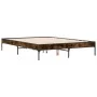 Engineered wood bed frame metal smoked oak 120x190cm by vidaXL, Beds and slatted bases - Ref: Foro24-845048, Price: 79,65 €, ...