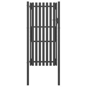 Puerta de valla del jardín de acero gris antracita 1x2,5 cm