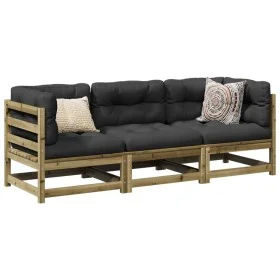 3-piece garden sofa set with impregnated pine wood cushions by vidaXL, Garden sets - Ref: Foro24-3299271, Price: 304,17 €, Di...