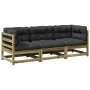 3-piece garden sofa set with impregnated pine wood cushions by vidaXL, Garden sets - Ref: Foro24-3299271, Price: 304,17 €, Di...