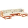 Set de sofás jardín 6 pzas con cojines madera pino marrón cera de vidaXL, Conjuntos de jardín - Ref: Foro24-3299568, Precio: ...