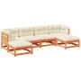 Set de sofás jardín 6 pzas con cojines madera pino marrón cera de vidaXL, Conjuntos de jardín - Ref: Foro24-3299568, Precio: ...