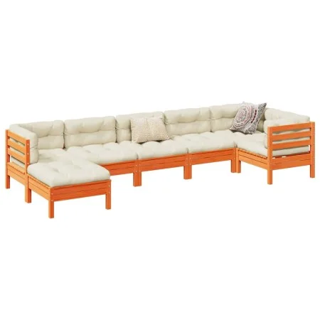 7-piece garden sofa set with wax-brown pine wood cushions by vidaXL, Garden sets - Ref: Foro24-3299549, Price: 603,22 €, Disc...