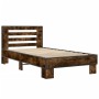 Bettgestell aus Holzwerkstoff, Metall, geräucherte Eiche, 90 x 200 cm von vidaXL, Betten und Lattenroste - Ref: Foro24-845654...