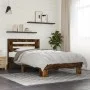 Estructura cama madera ingeniería metal roble ahumado 90x200 cm de vidaXL, Camas y somieres - Ref: Foro24-845654, Precio: 90,...