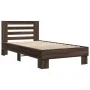 Brown oak metal engineered wood bed frame 90x200 cm by vidaXL, Beds and slatted bases - Ref: Foro24-845656, Price: 94,10 €, D...