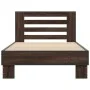 Brown oak metal engineered wood bed frame 90x200 cm by vidaXL, Beds and slatted bases - Ref: Foro24-845656, Price: 94,10 €, D...